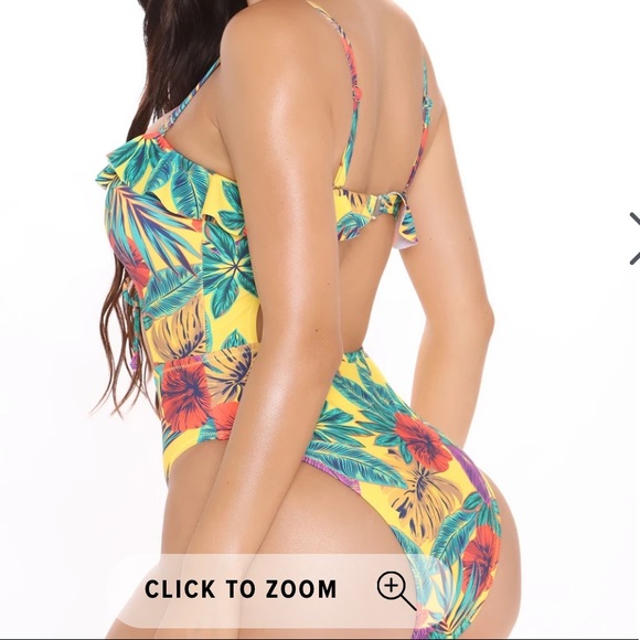 Vacation Playdate Floral Yellow Cutout One Piece Swimsuit - Picture 4 of 12